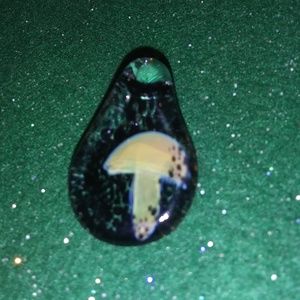 Hand blown Flat Glass Mushroom pendant